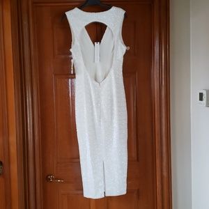 Sexy open back white sequin dress